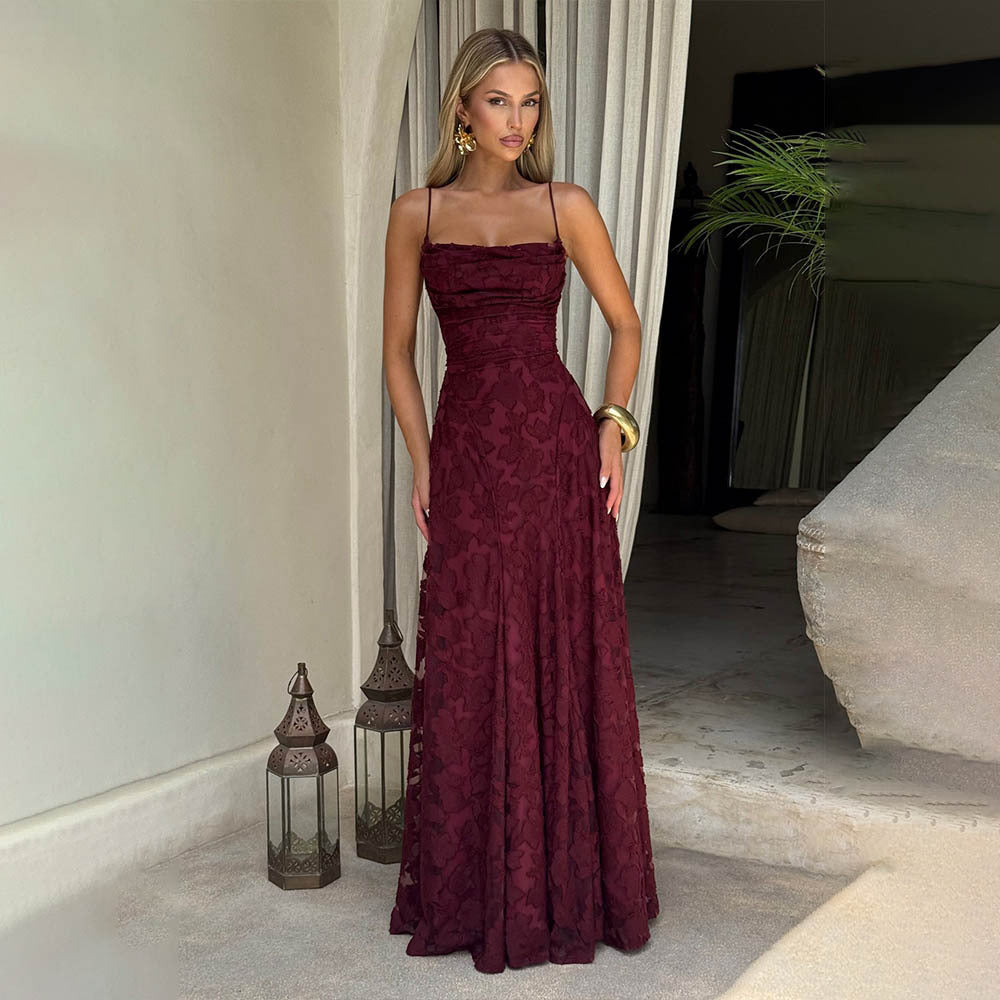 Summer Women's Sexy Sling Chiffon Elegant Backless Dress