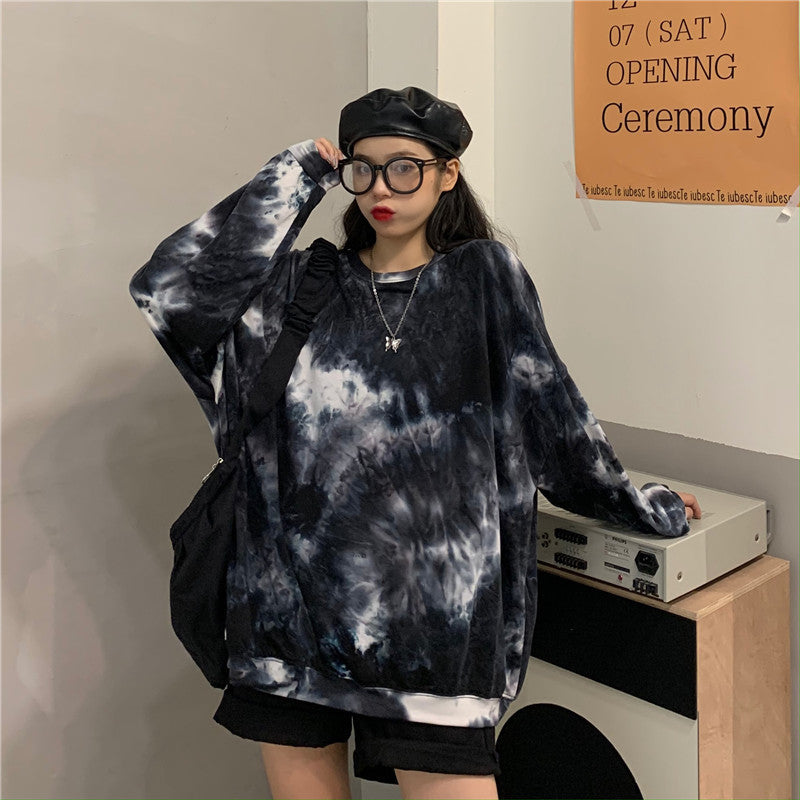 Gradient Tie-dye Long-sleeved T-shirt Women