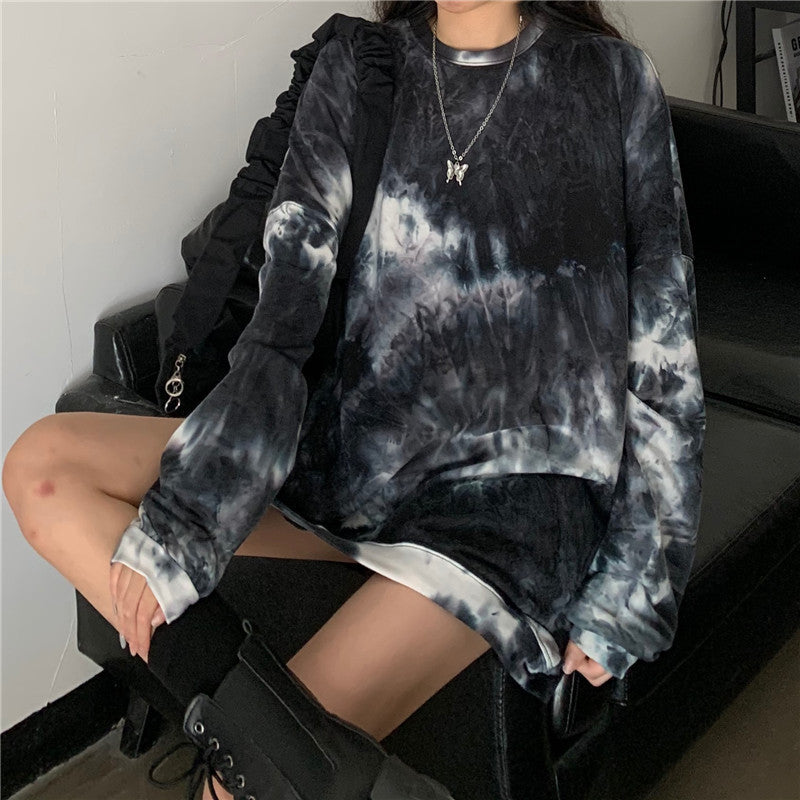 Gradient Tie-dye Long-sleeved T-shirt Women