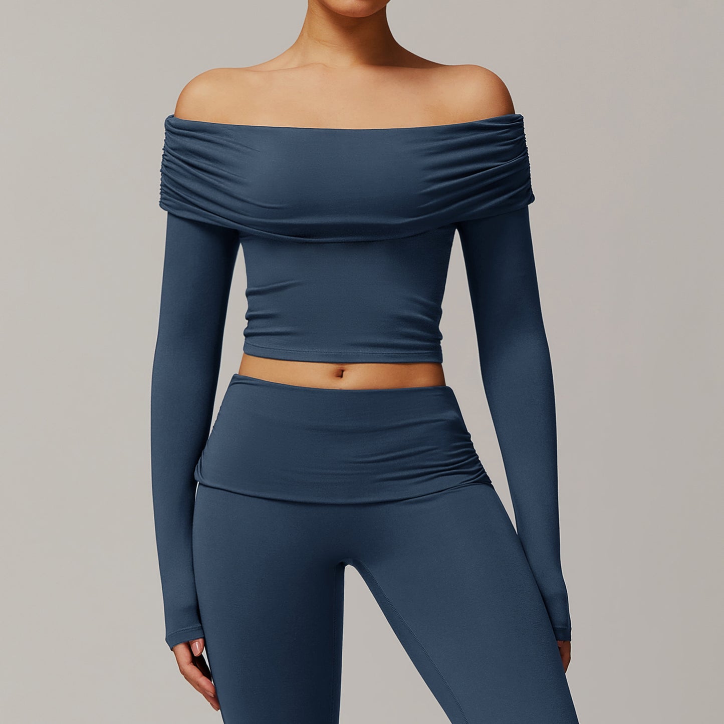 Casual Long Sleeve Yoga Wear Women's Off-shoulder Outdoor All-matching