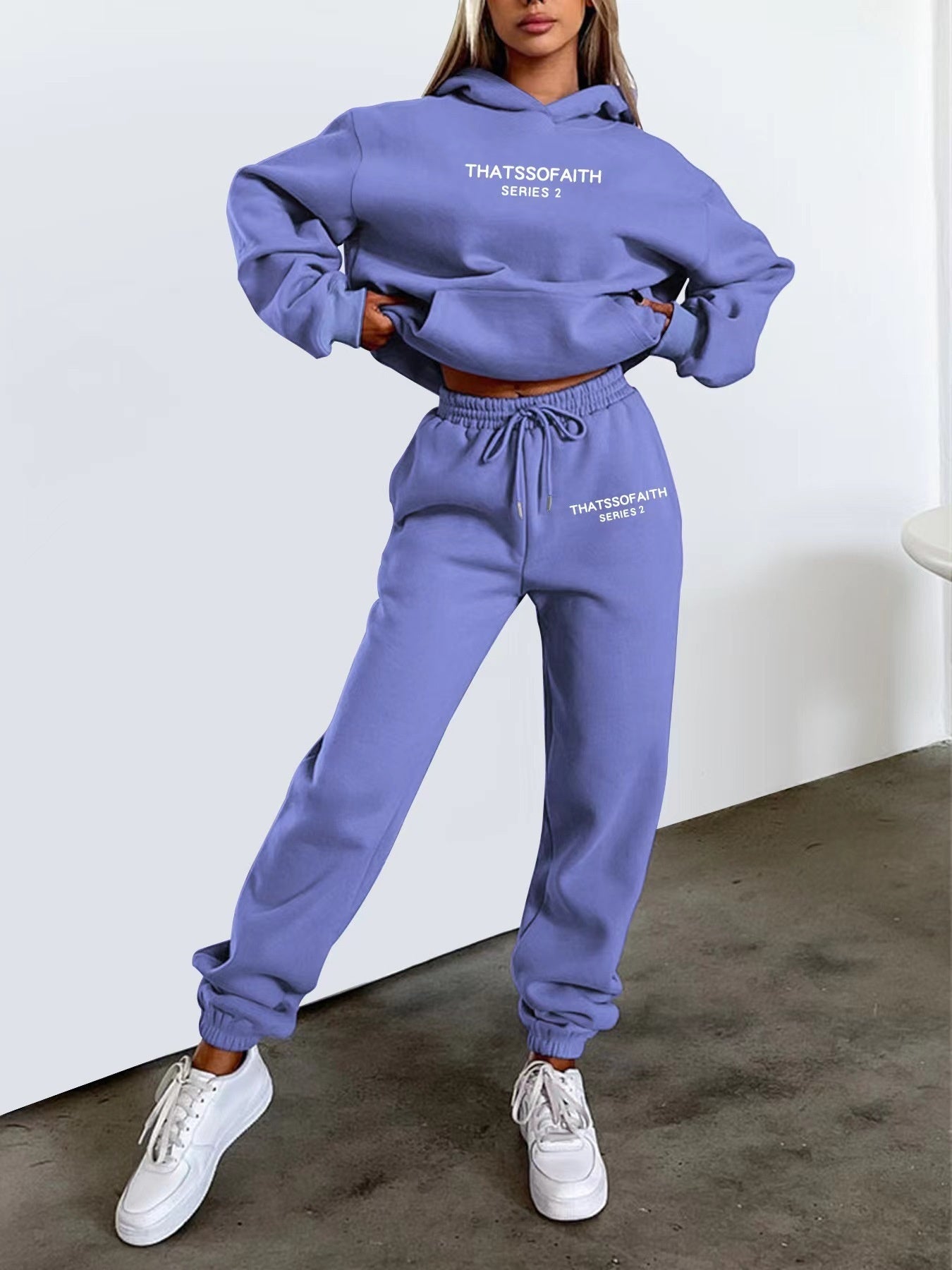 Women's Letter Printed Hoodie Trousers Suit