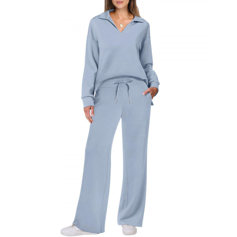 Women's Fashion Casual Drawstring Solid Color Suit