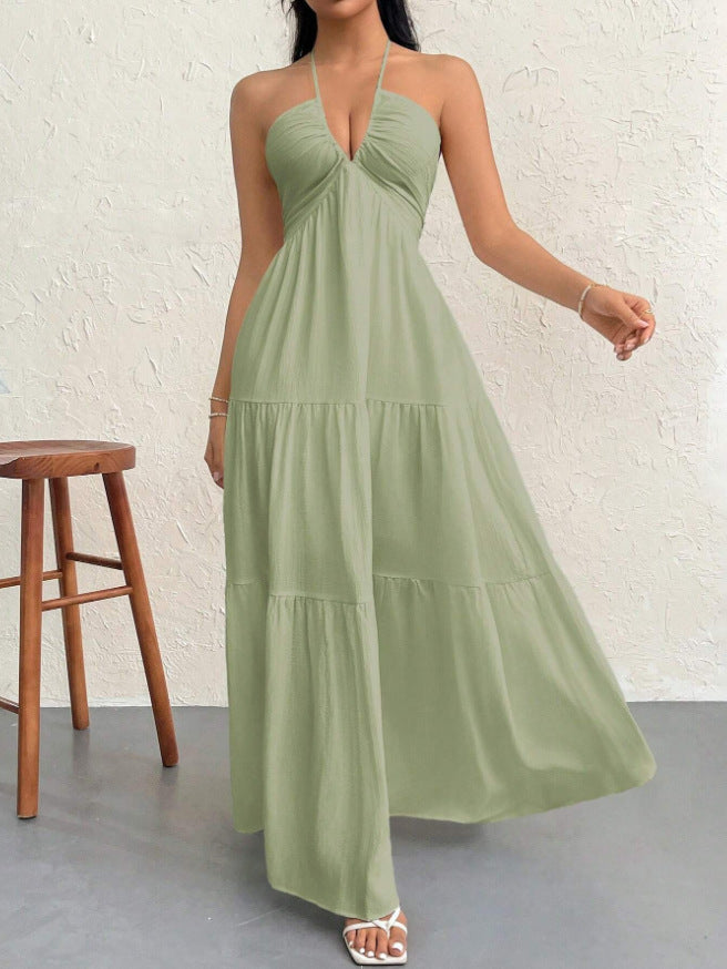 Pure Desire Style Sexy Backless Halter Suspender Skirt Women's Summer