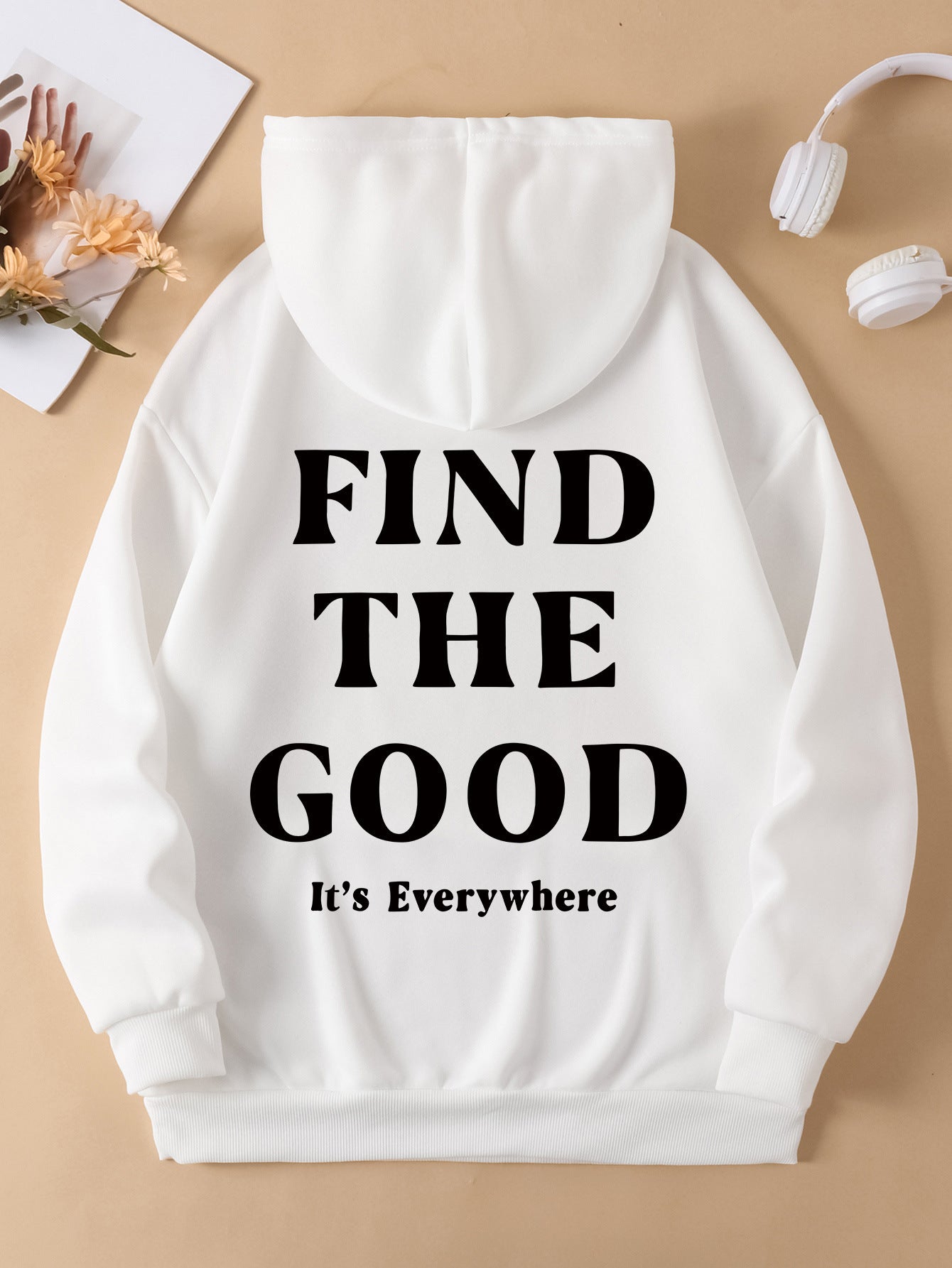 Brushed Hoody Plain Letter Printed Hoodie