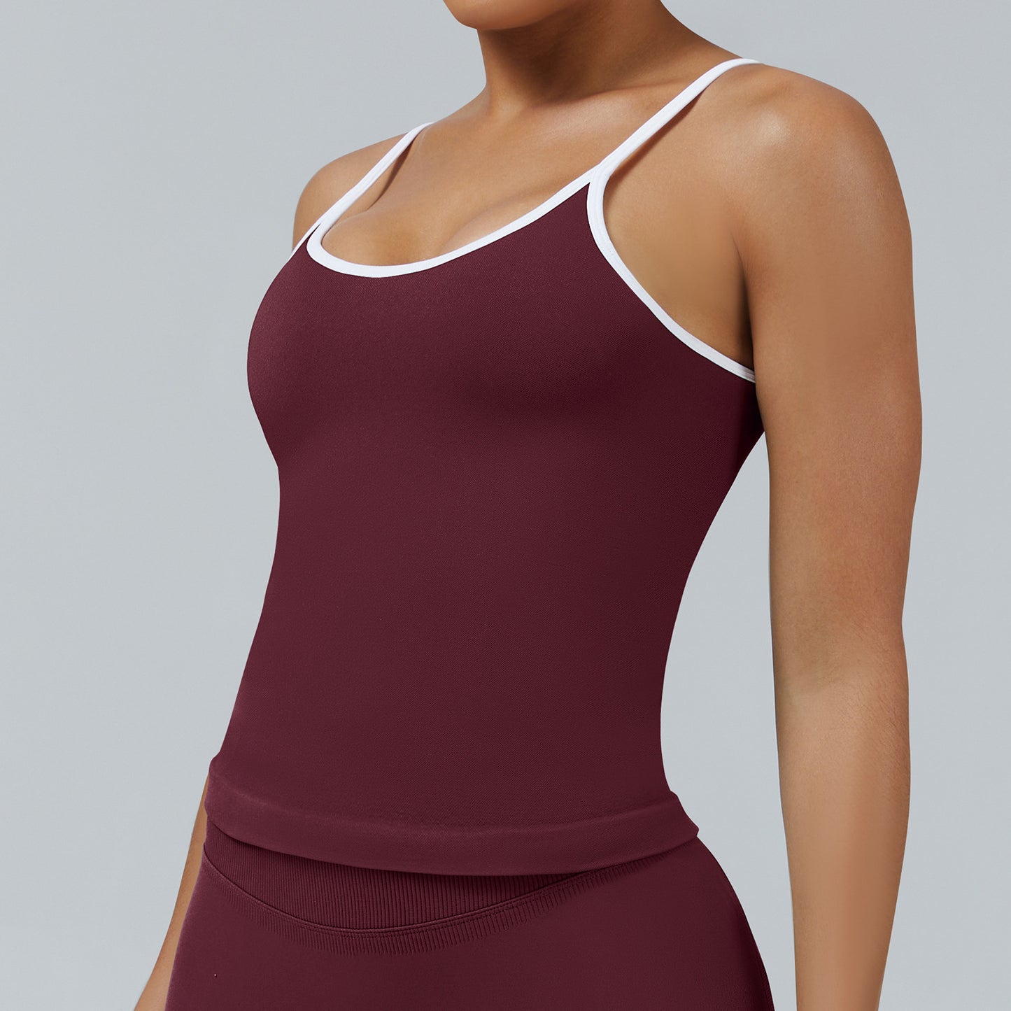 Women's Tight Contrast Color Sports Vest Backless Workout Clothes