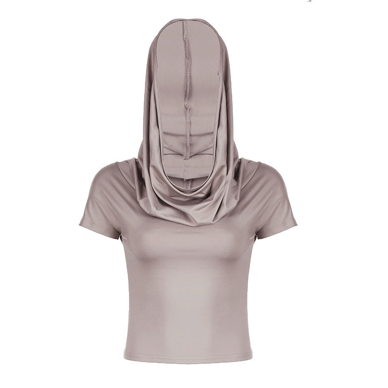 American Women Can Wear Solid Color Off-shoulder Slim Bottoming Short Top
