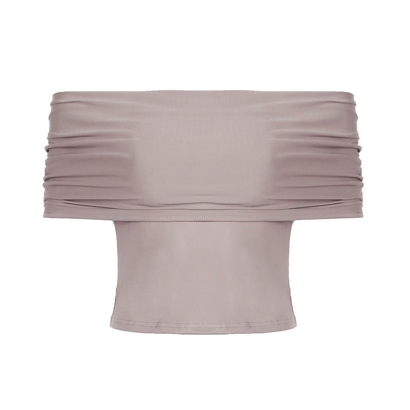 American Women Can Wear Solid Color Off-shoulder Slim Bottoming Short Top