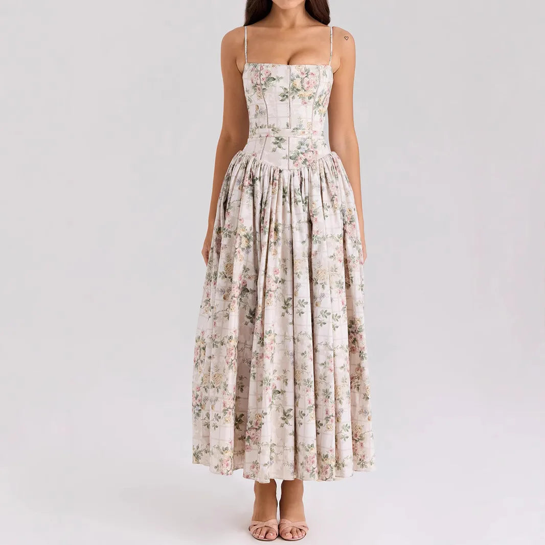 Suninheart Summer Clothes for Women Midi Elegant Dress 2025 New Arrivals White Floral Print Holiday Dress