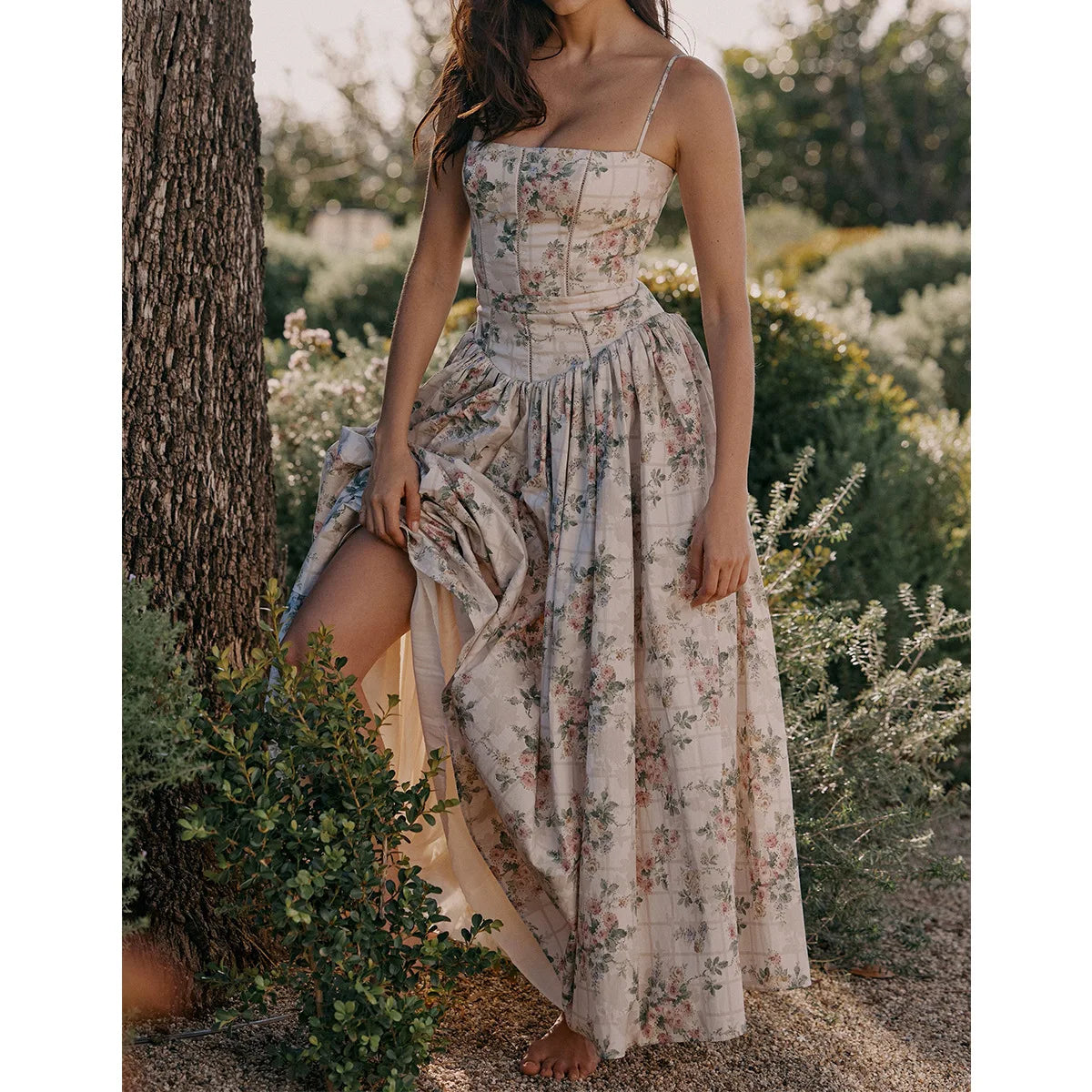 Suninheart Summer Clothes for Women Midi Elegant Dress 2025 New Arrivals White Floral Print Holiday Dress