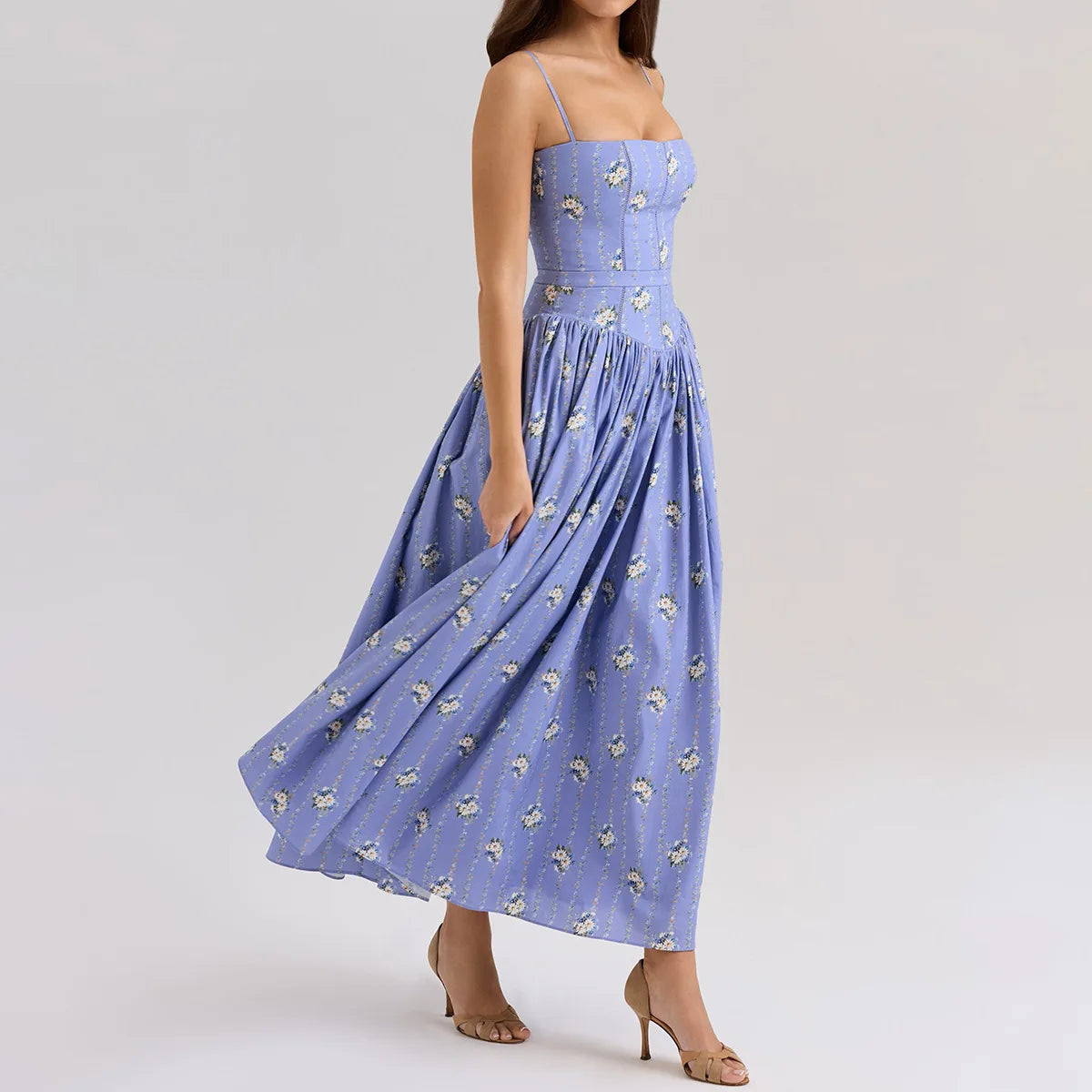 Suninheart Summer Clothes for Women Midi Elegant Dress 2025 New Arrivals White Floral Print Holiday Dress