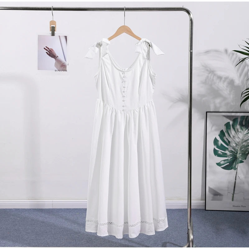 Fashion Woman Solid Bow A-line Dresses Ankle-length Sleeveless Backless Elegant Robes Swish Evening Party Bandage Slim Vestido