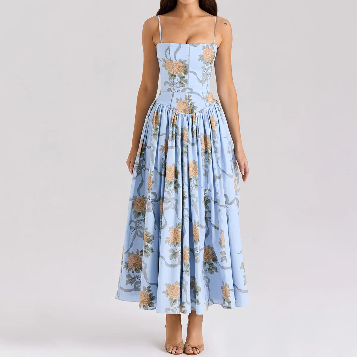 Suninheart Summer Clothes for Women Midi Elegant Dress 2025 New Arrivals White Floral Print Holiday Dress