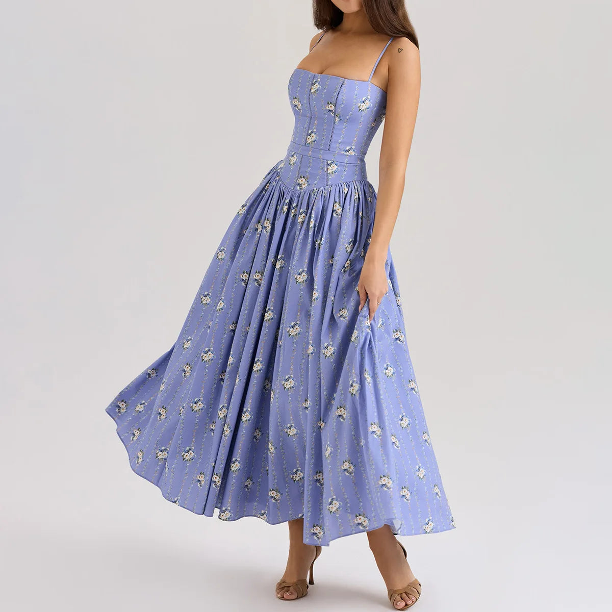 Suninheart Summer Clothes for Women Midi Elegant Dress 2025 New Arrivals White Floral Print Holiday Dress