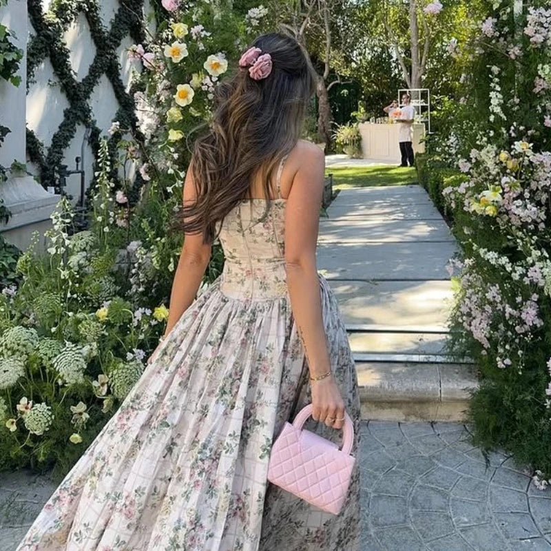 Suninheart Summer Clothes for Women Midi Elegant Dress 2025 New Arrivals White Floral Print Holiday Dress