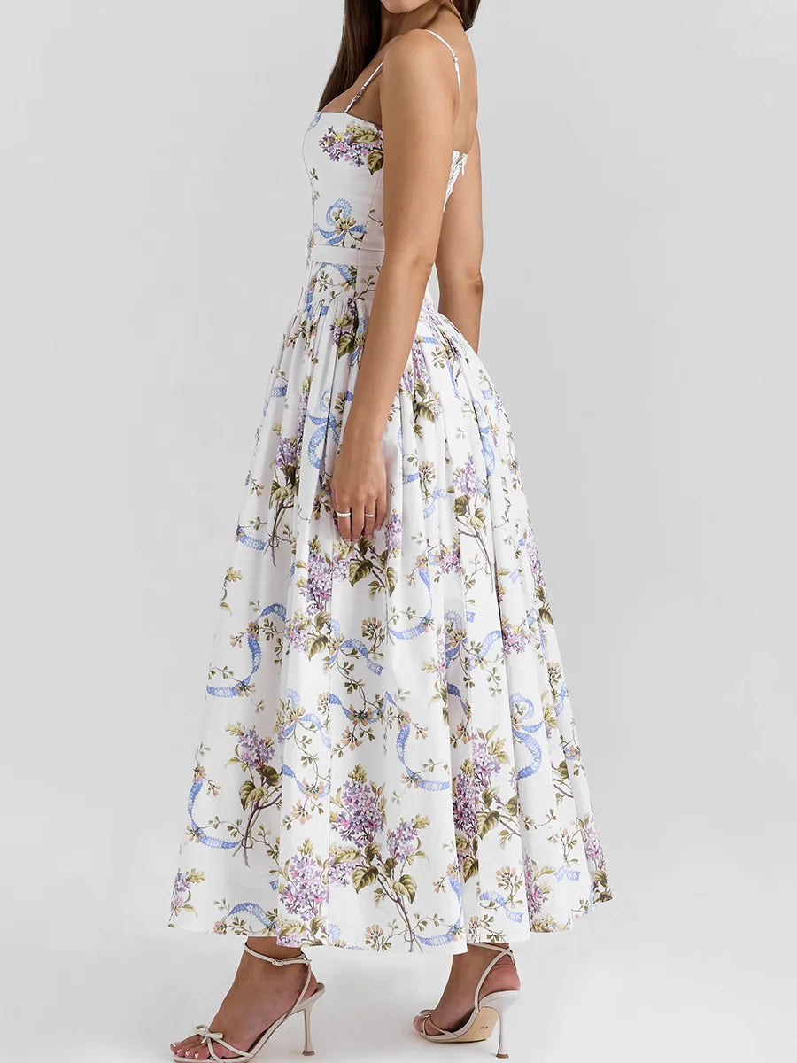 Suninheart Summer Clothes for Women Midi Elegant Dress 2025 New Arrivals White Floral Print Holiday Dress