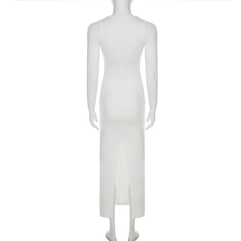 Tuularose Fashion Bandage Maxi Dress Women Elegant Pleated Patchwork Slit Dress Solid Sleeveless Office Lady Tank Top Dress Robe