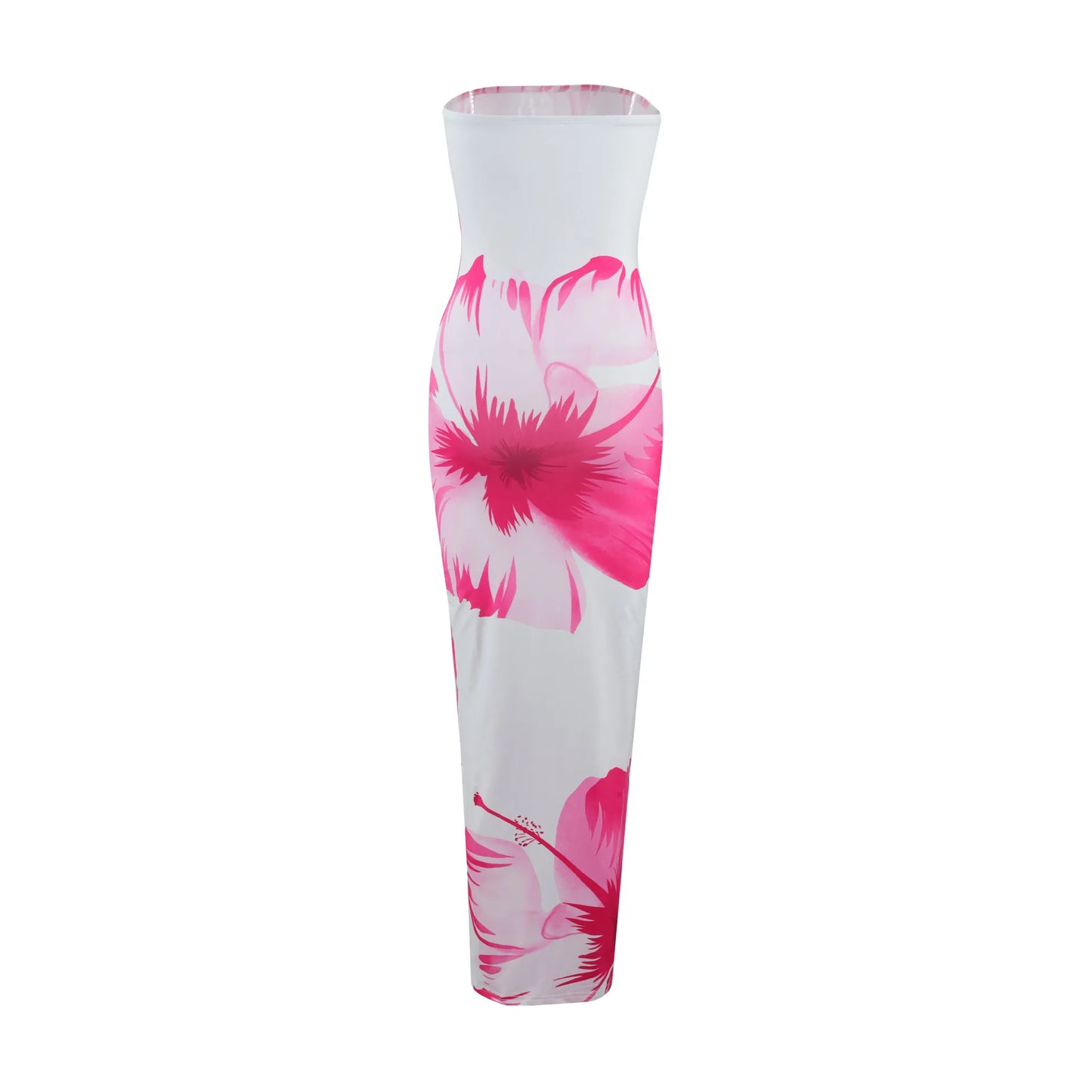 Summer 2025 New Fashion Temperament Sexy Strapless Slim Holiday Long Dress Elegant Backless Printing Sleeveless Dress