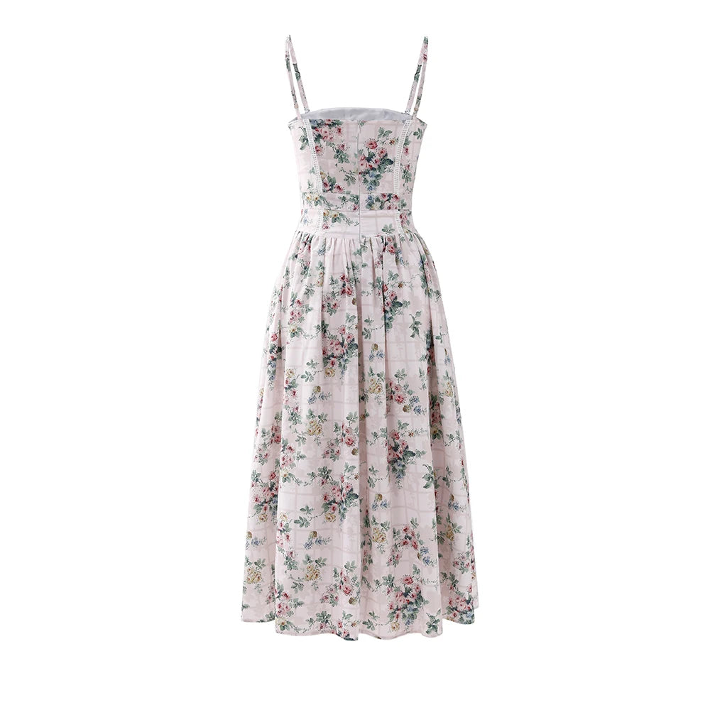 Suninheart Summer Clothes for Women Midi Elegant Dress 2025 New Arrivals White Floral Print Holiday Dress