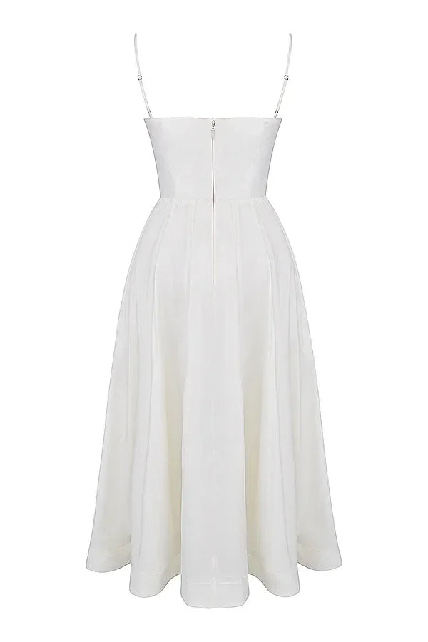 2025 Women's Dresses Pink Elegant and Pretty Midi White Vacation Dress Spaghetti Strap Beach Dress A Line Party Dresses