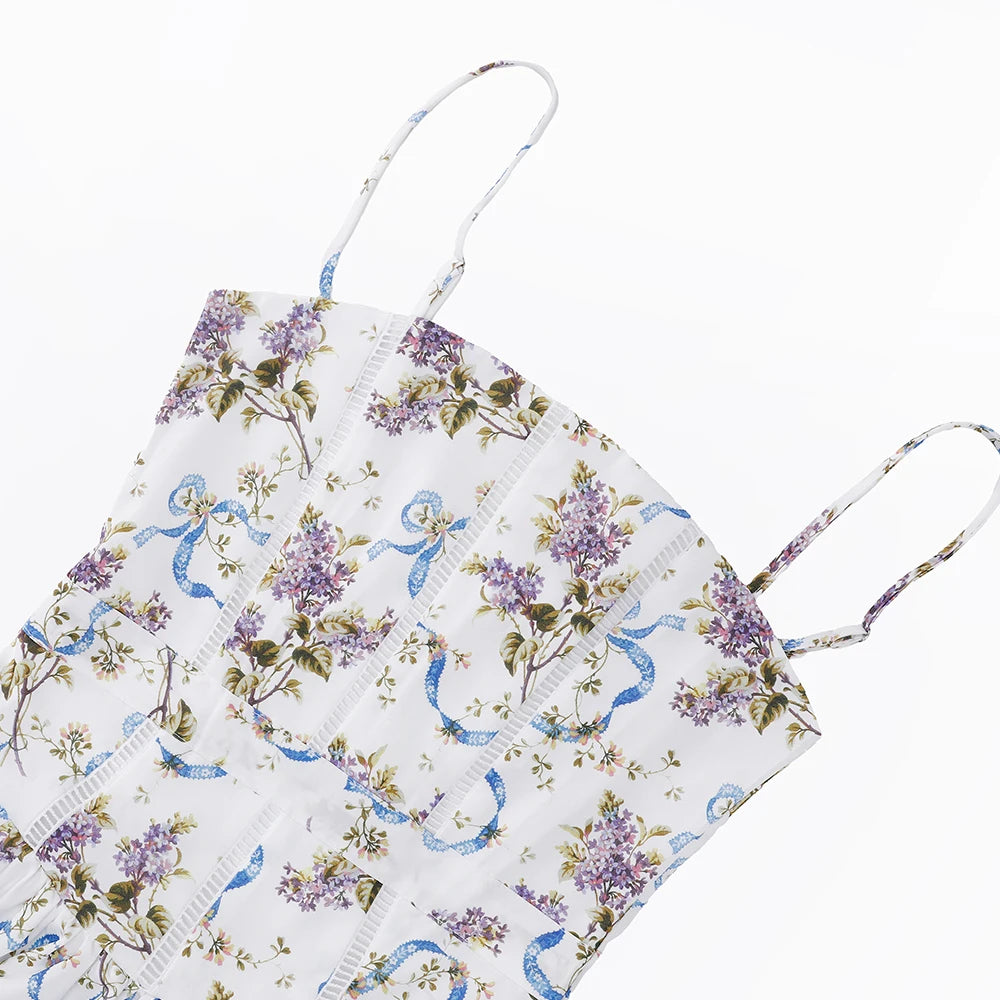 Suninheart Summer Clothes for Women Midi Elegant Dress 2025 New Arrivals White Floral Print Holiday Dress