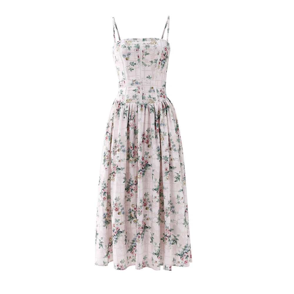 Suninheart Summer Clothes for Women Midi Elegant Dress 2025 New Arrivals White Floral Print Holiday Dress