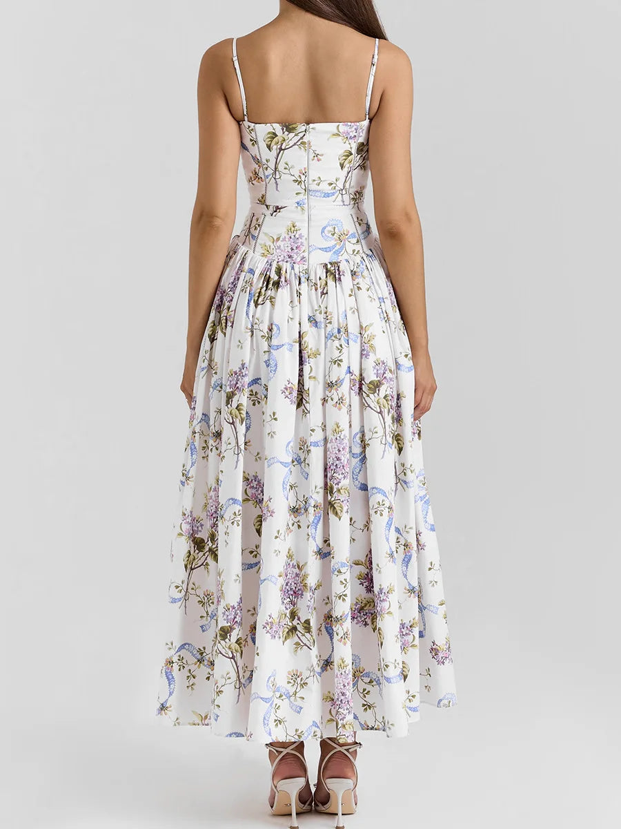 Suninheart Summer Clothes for Women Midi Elegant Dress 2025 New Arrivals White Floral Print Holiday Dress