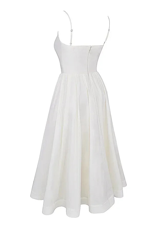 2025 Women's Dresses Pink Elegant and Pretty Midi White Vacation Dress Spaghetti Strap Beach Dress A Line Party Dresses