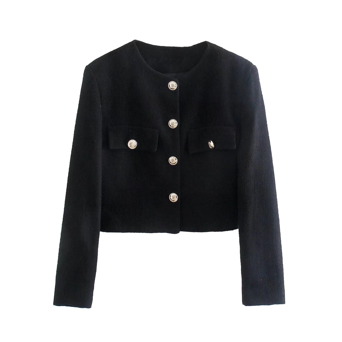 Women's Classic Style Golden Button Decorative Pattern Suit Jacket