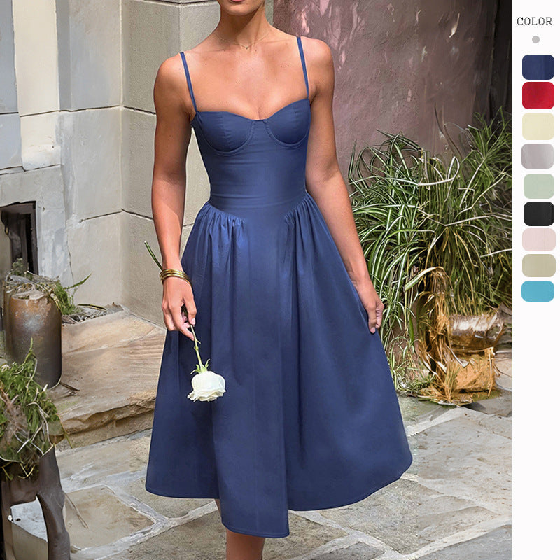 Sexy Fashion Sling Waist-tight Slim Backless Dress