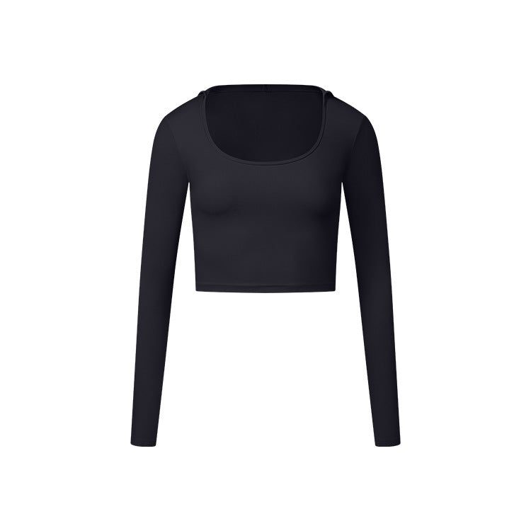 Autumn New Long Sleeve Nude Feel Fabric Sports Top