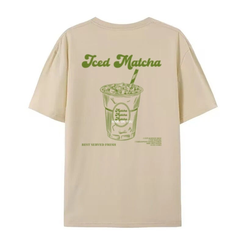 Retro Beautiful T-shirt Cute Matcha Short Sleeve