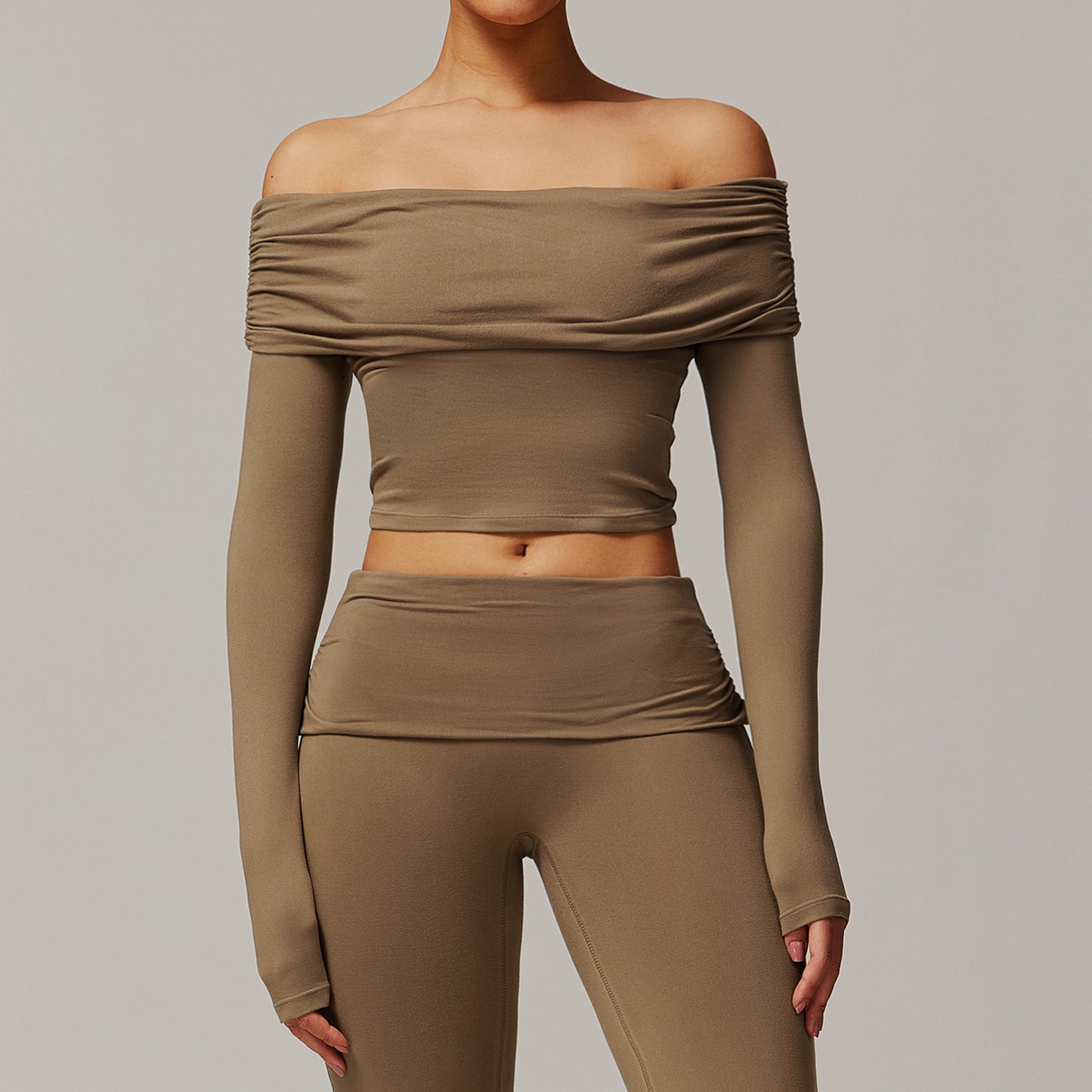 Casual Long Sleeve Yoga Wear Women's Off-shoulder Outdoor All-matching