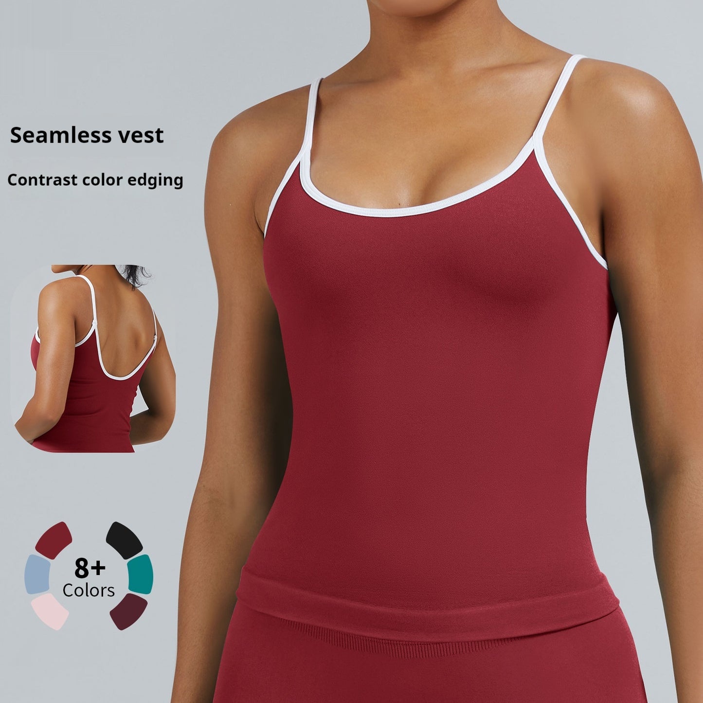 Women's Tight Contrast Color Sports Vest Backless Workout Clothes