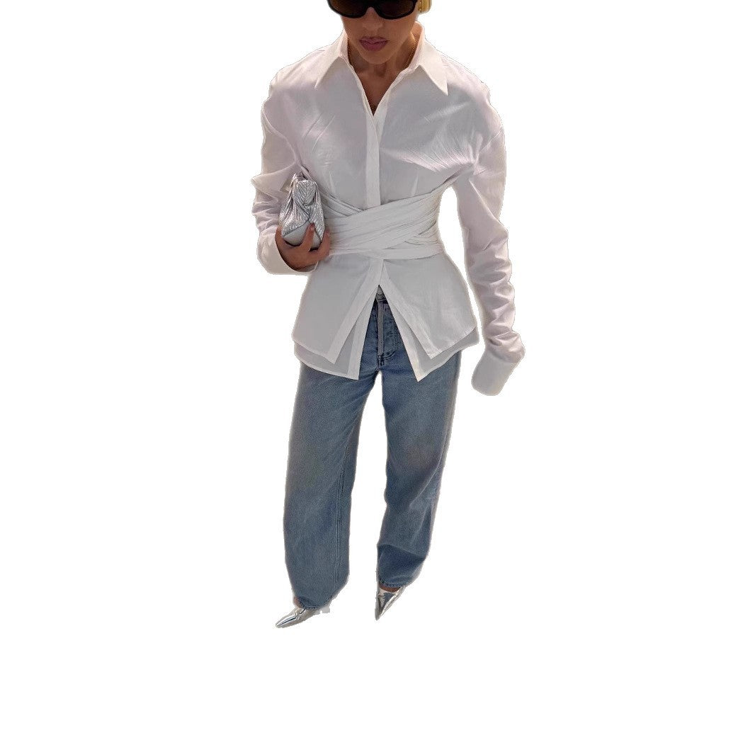 Female Loose And Irregular Slimming Long-sleeved Shirt