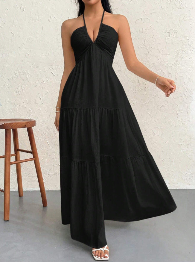 Pure Desire Style Sexy Backless Halter Suspender Skirt Women's Summer