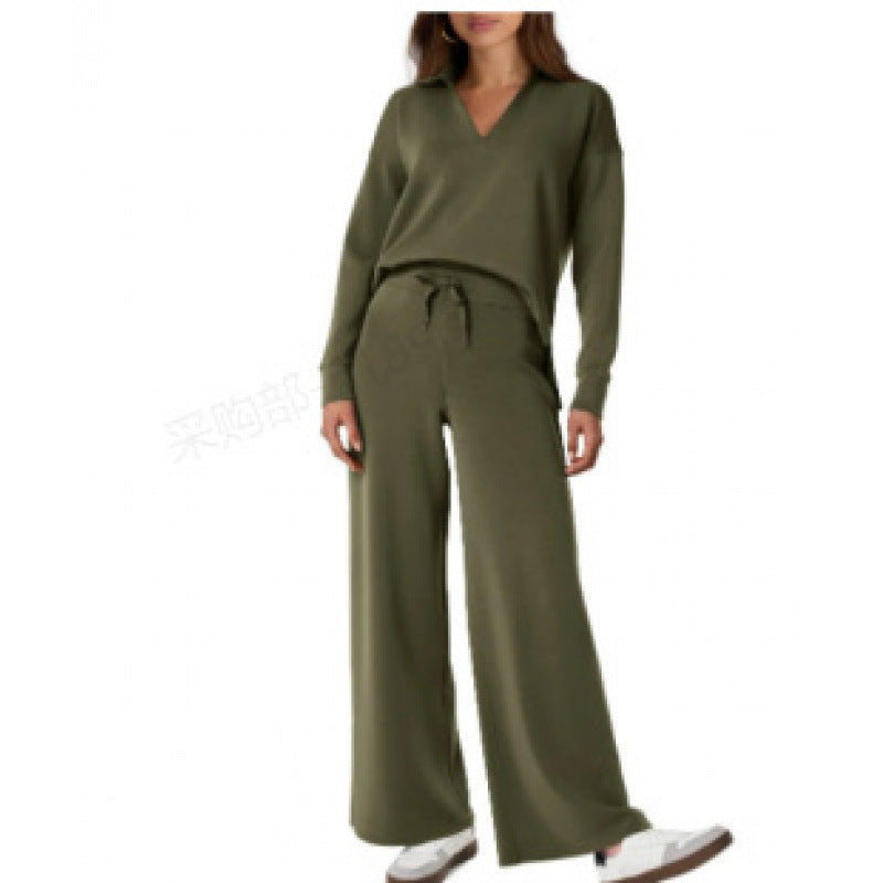 Women's Fashion Casual Drawstring Solid Color Suit