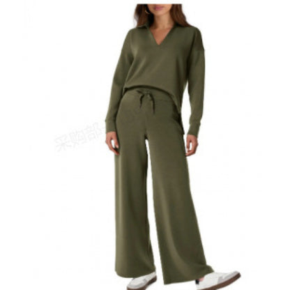 Women's Fashion Casual Drawstring Solid Color Suit