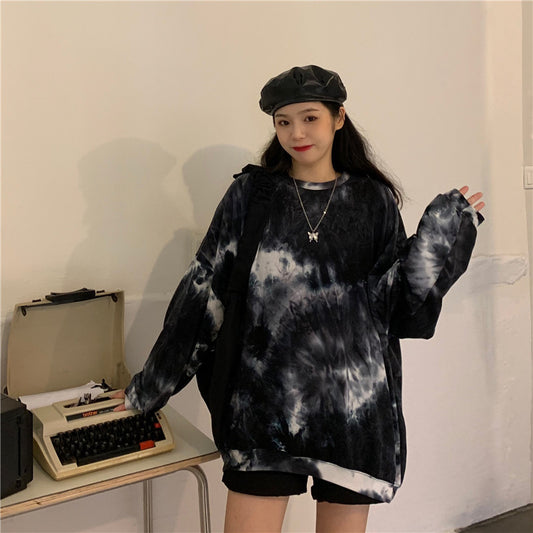 Gradient Tie-dye Long-sleeved T-shirt Women