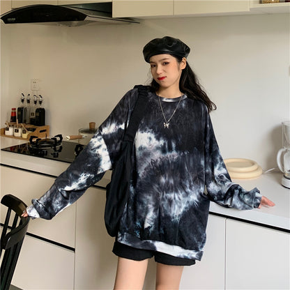 Gradient Tie-dye Long-sleeved T-shirt Women
