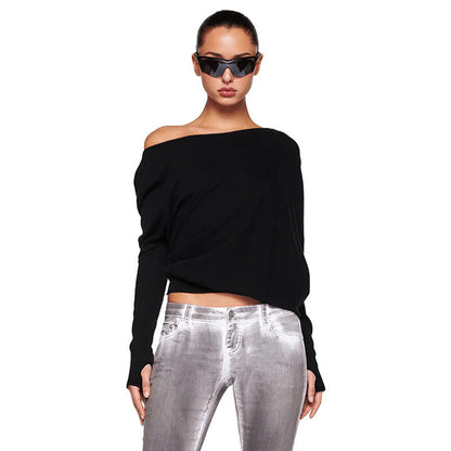 White Off-the-shoulder Clothes Pullover T-shirt Tops