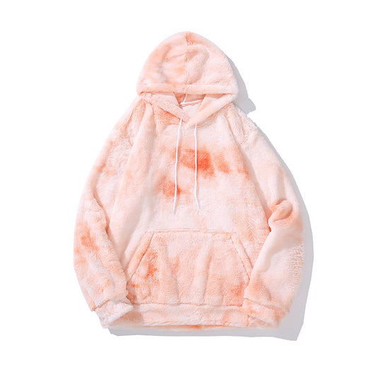 New Pullover Tie-dye Plush Hooded Sweater