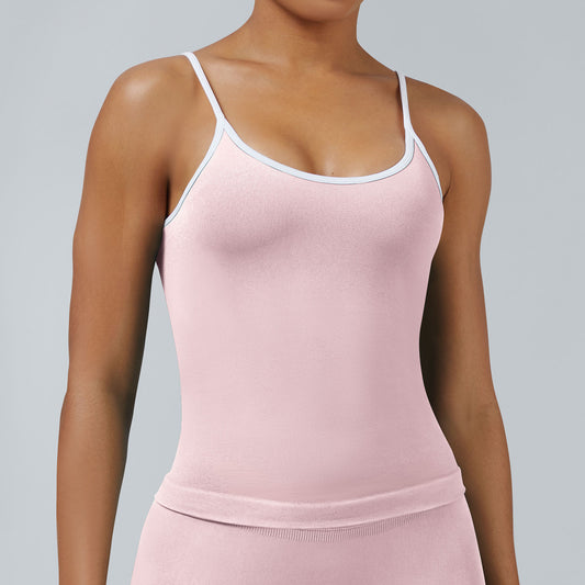 Women's Tight Contrast Color Sports Vest Backless Workout Clothes