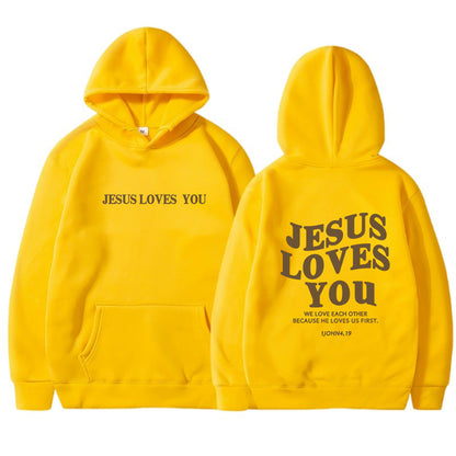 Women's Front And Back Letter Printing Pocket Drawstring Hoodie