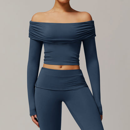 Casual Long Sleeve Yoga Wear Women's Off-shoulder Outdoor All-matching