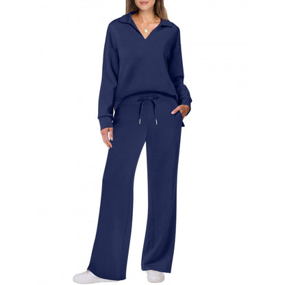 Women's Fashion Casual Drawstring Solid Color Suit