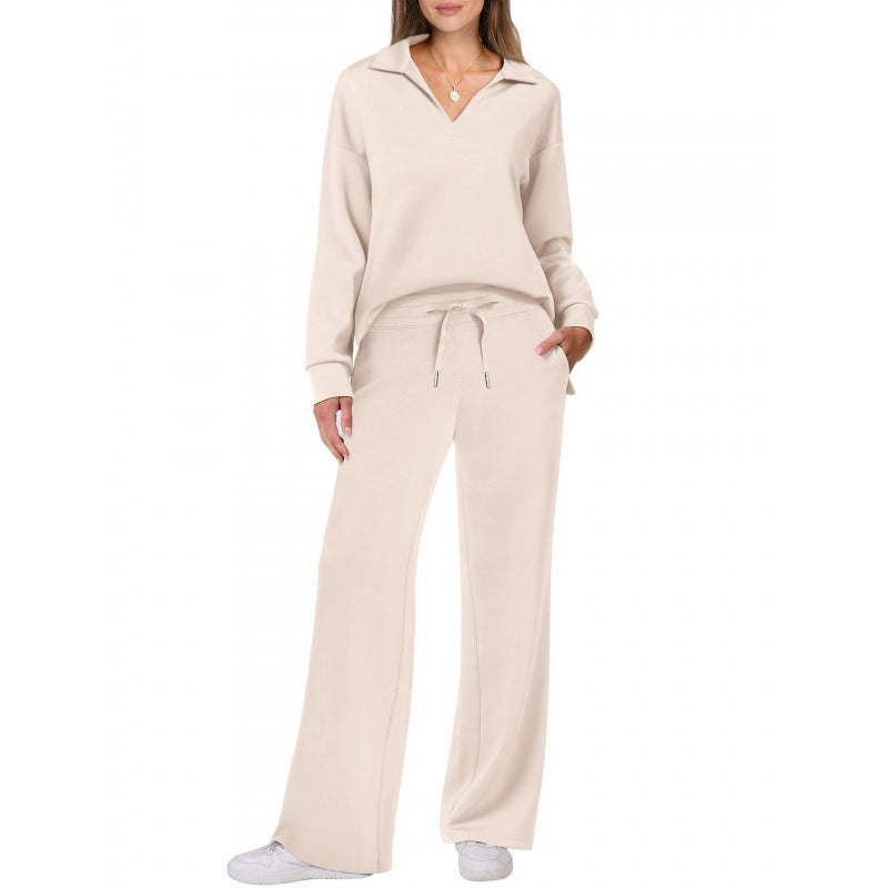 Women's Fashion Casual Drawstring Solid Color Suit