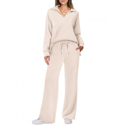 Women's Fashion Casual Drawstring Solid Color Suit