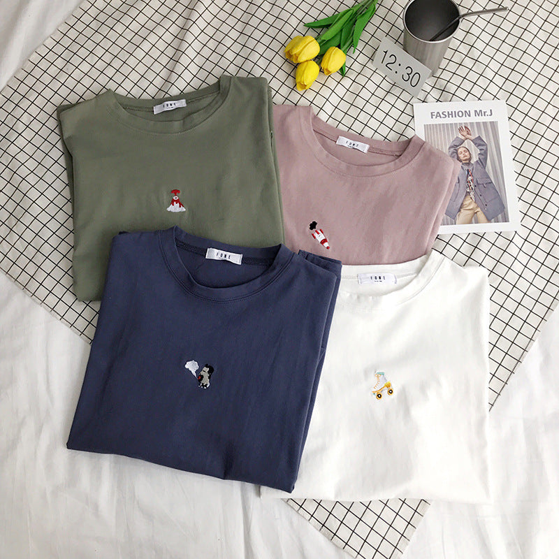 Tiny Embroidered Oversized Pastel Tee