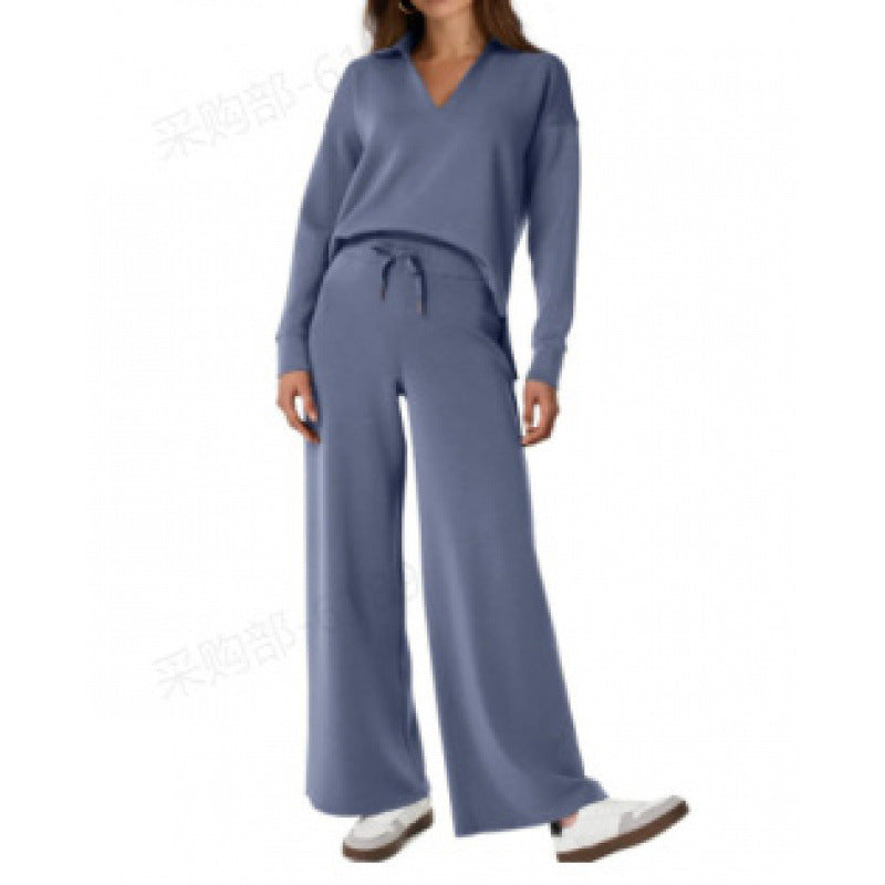 Women's Fashion Casual Drawstring Solid Color Suit