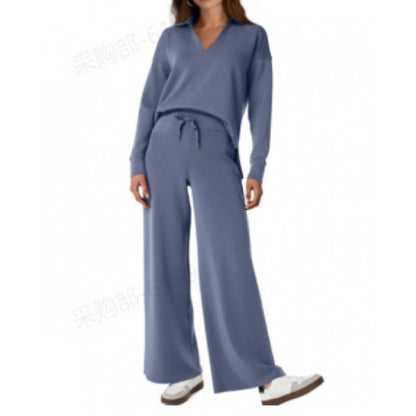 Women's Fashion Casual Drawstring Solid Color Suit